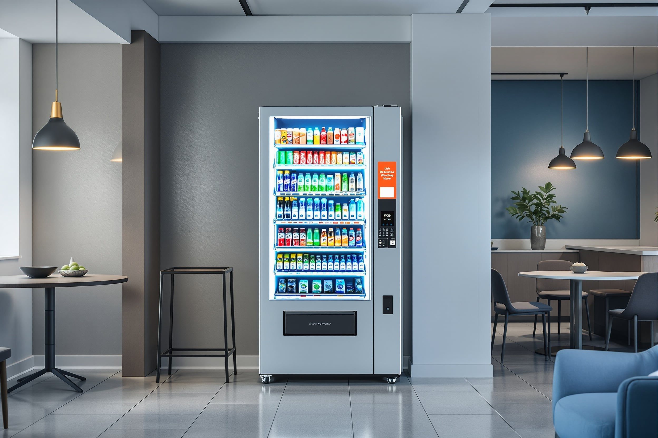 Modern, well-maintained Broyles vending machine in office setting